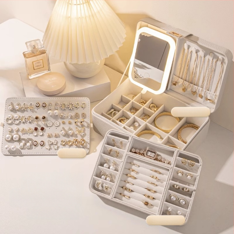 Juvelierizstrādājumu kastīte ar vairākiem slāņiem un lielu ietilpību, materiāls Lychee peel, iekšējā apdare velūra, svars 0,93 kg, stils Leisure