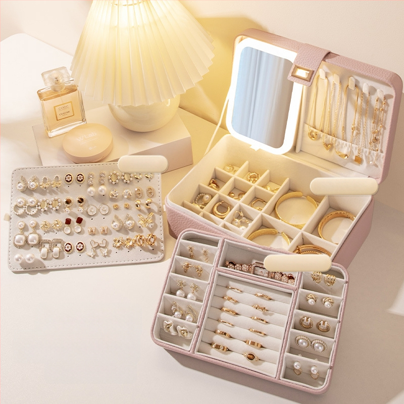 Juvelierizstrādājumu kastīte ar vairākiem slāņiem un lielu ietilpību, materiāls Lychee peel, iekšējā apdare velūra, svars 0,93 kg, stils Leisure