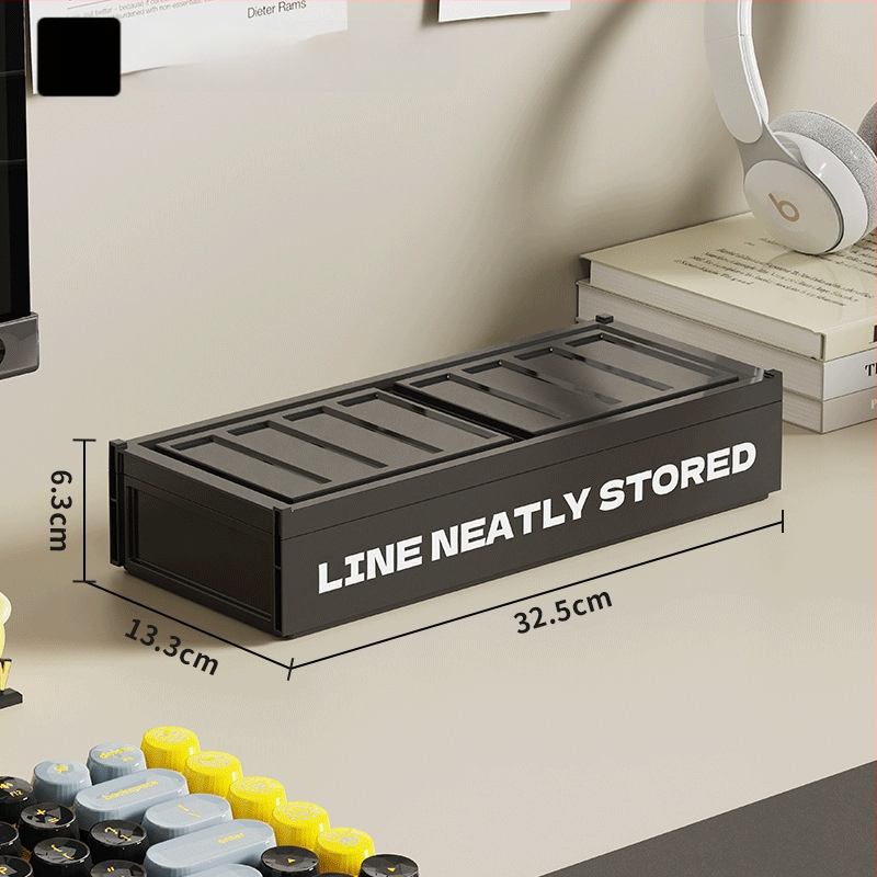 Darbo stalo kabelių laikymo dėžutė su skyriais - galima sluoksniuoti, su dangteliu, 2 L talpa