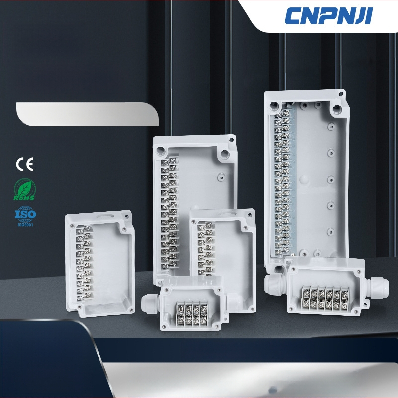 Išorinio atsparaus vandeniui jungčių dėžė su 6P terminalų bloku, kabelių sandarikliais ir ABS plastiko korpusu