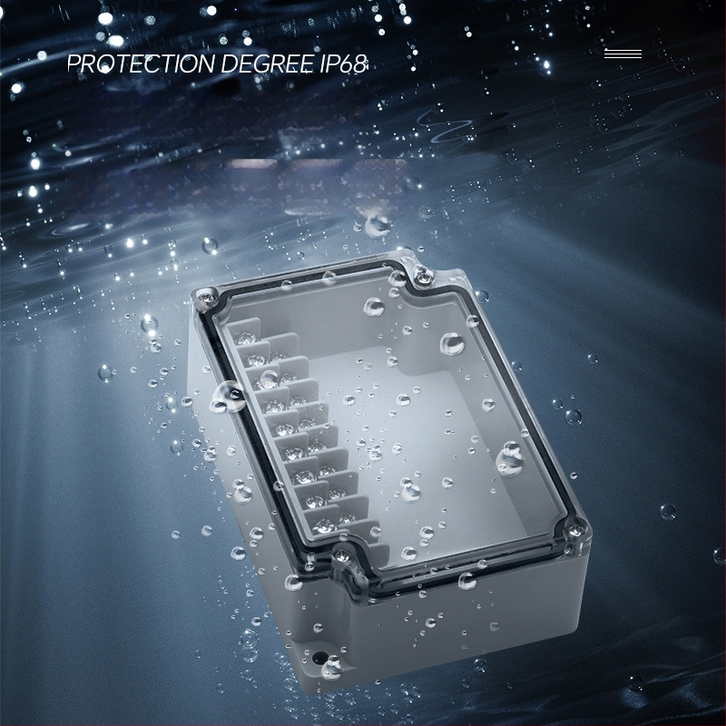 Išorinio atsparaus vandeniui jungčių dėžė su 6P terminalų bloku, kabelių sandarikliais ir ABS plastiko korpusu