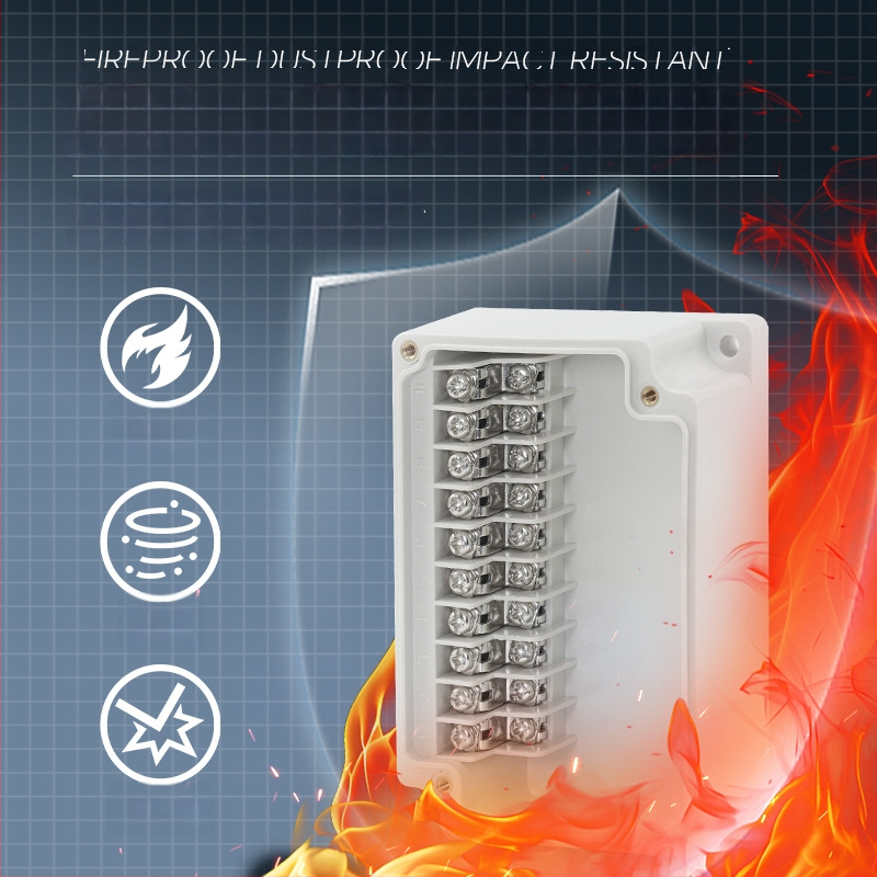 Išorinio atsparaus vandeniui jungčių dėžė su 6P terminalų bloku, kabelių sandarikliais ir ABS plastiko korpusu