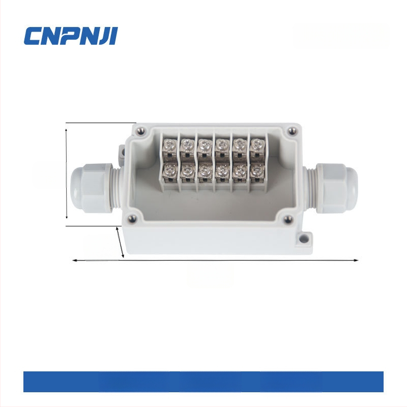 Išorinio atsparaus vandeniui jungčių dėžė su 6P terminalų bloku, kabelių sandarikliais ir ABS plastiko korpusu