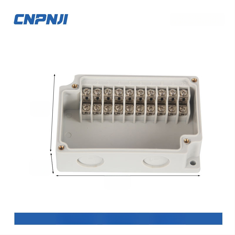 Išorinio atsparaus vandeniui jungčių dėžė su 6P terminalų bloku, kabelių sandarikliais ir ABS plastiko korpusu