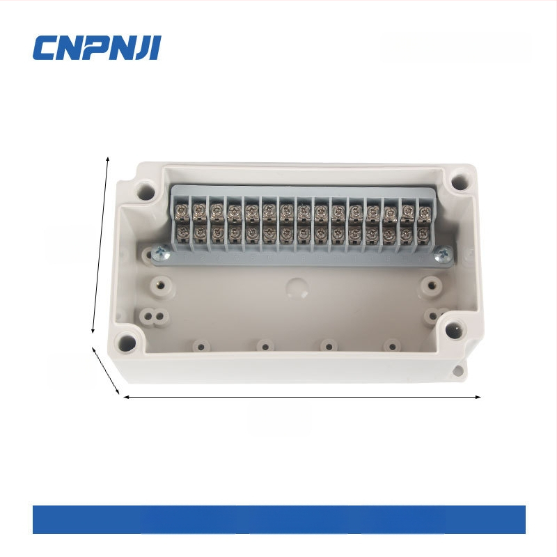 Išorinio atsparaus vandeniui jungčių dėžė su 6P terminalų bloku, kabelių sandarikliais ir ABS plastiko korpusu