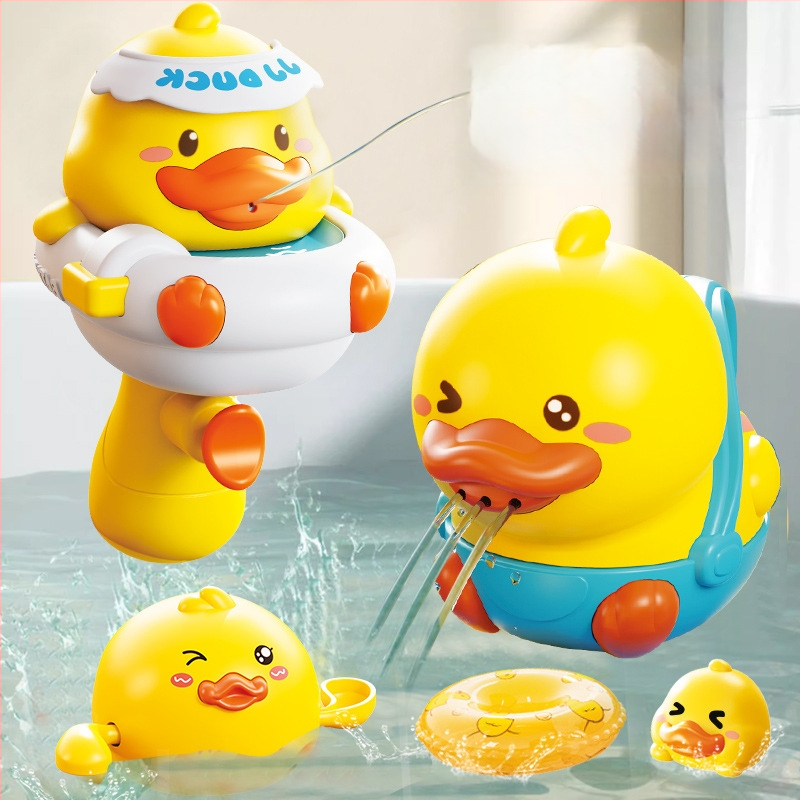 Vannas rotaļlietu komplekts ar pīli — plastmasas ūdens rotaļlietas bērniem; veicina jutīgumu, kognitīvo attīstību un roku- acu koordināciju; piemērots vecumam 4–6 gadiem.