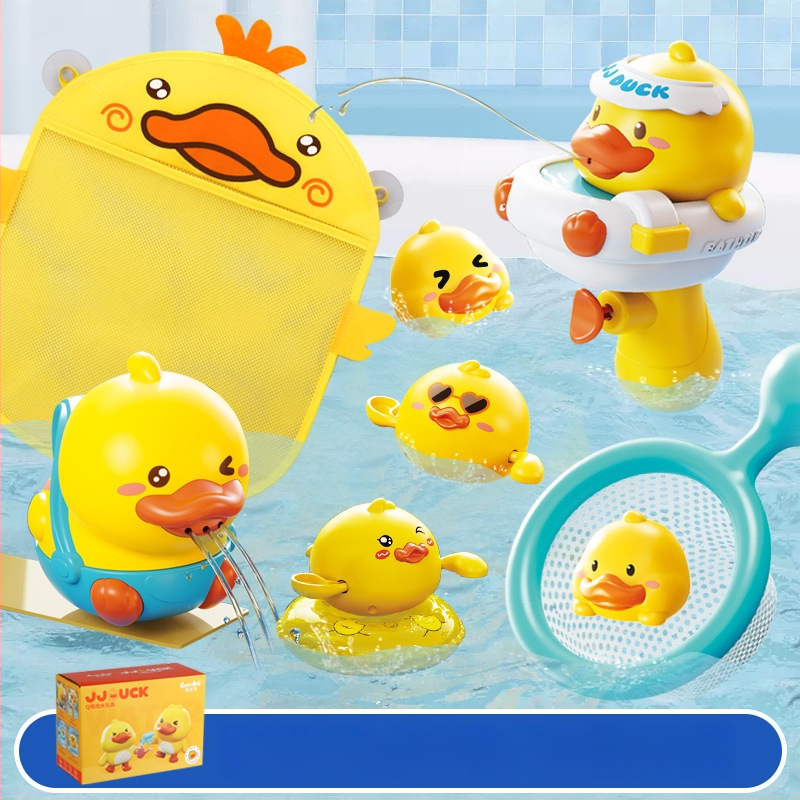 Vannas rotaļlietu komplekts ar pīli — plastmasas ūdens rotaļlietas bērniem; veicina jutīgumu, kognitīvo attīstību un roku- acu koordināciju; piemērots vecumam 4–6 gadiem.