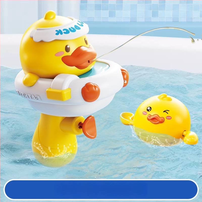 Vannas rotaļlietu komplekts ar pīli — plastmasas ūdens rotaļlietas bērniem; veicina jutīgumu, kognitīvo attīstību un roku- acu koordināciju; piemērots vecumam 4–6 gadiem.