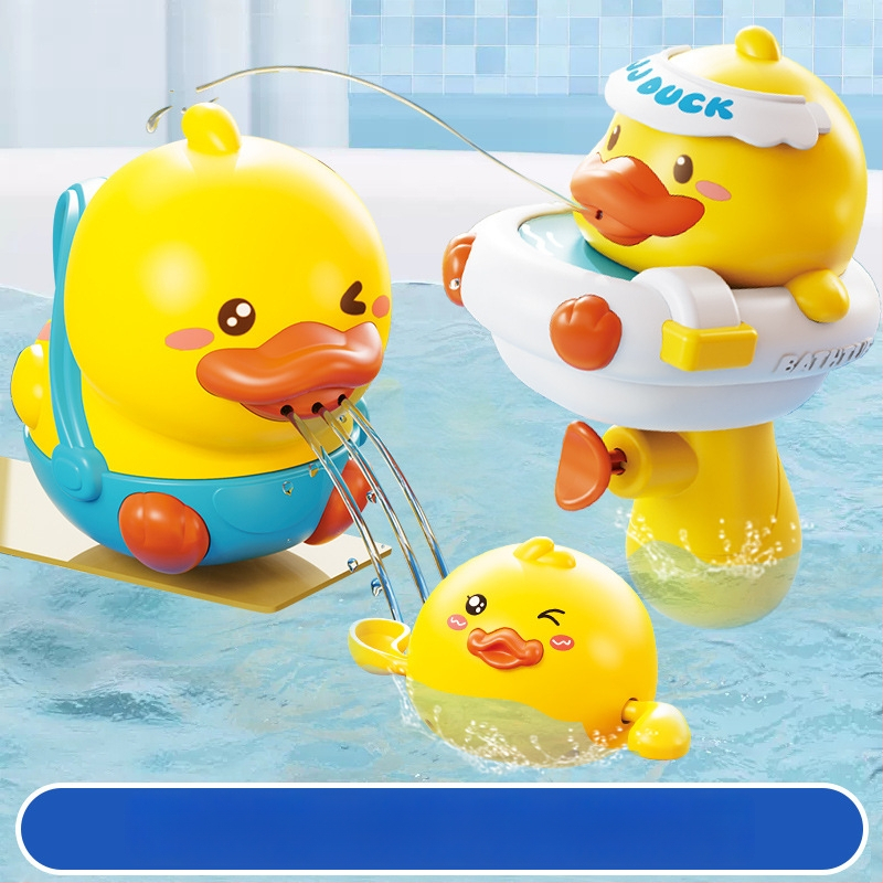 Vannas rotaļlietu komplekts ar pīli — plastmasas ūdens rotaļlietas bērniem; veicina jutīgumu, kognitīvo attīstību un roku- acu koordināciju; piemērots vecumam 4–6 gadiem.