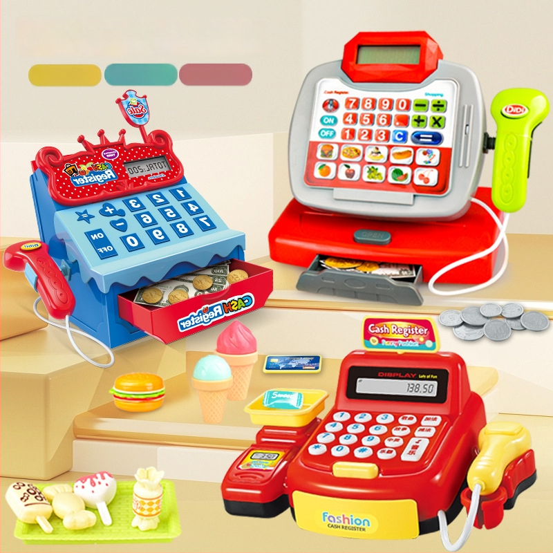 Vaikų simuliuota kasa su realiu skaičiavimu, garsu ir šviesa — daugiafunkcinė edukacinė žaislinė kasa 4–6 metų vaikams (Medžiaga: plastikas; Tipas: simuliuota kasa; Savybės: realus skaičiavimas su garsu ir šviesa)