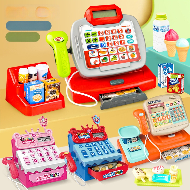Vaikų simuliuota kasa su realiu skaičiavimu, garsu ir šviesa — daugiafunkcinė edukacinė žaislinė kasa 4–6 metų vaikams (Medžiaga: plastikas; Tipas: simuliuota kasa; Savybės: realus skaičiavimas su garsu ir šviesa)