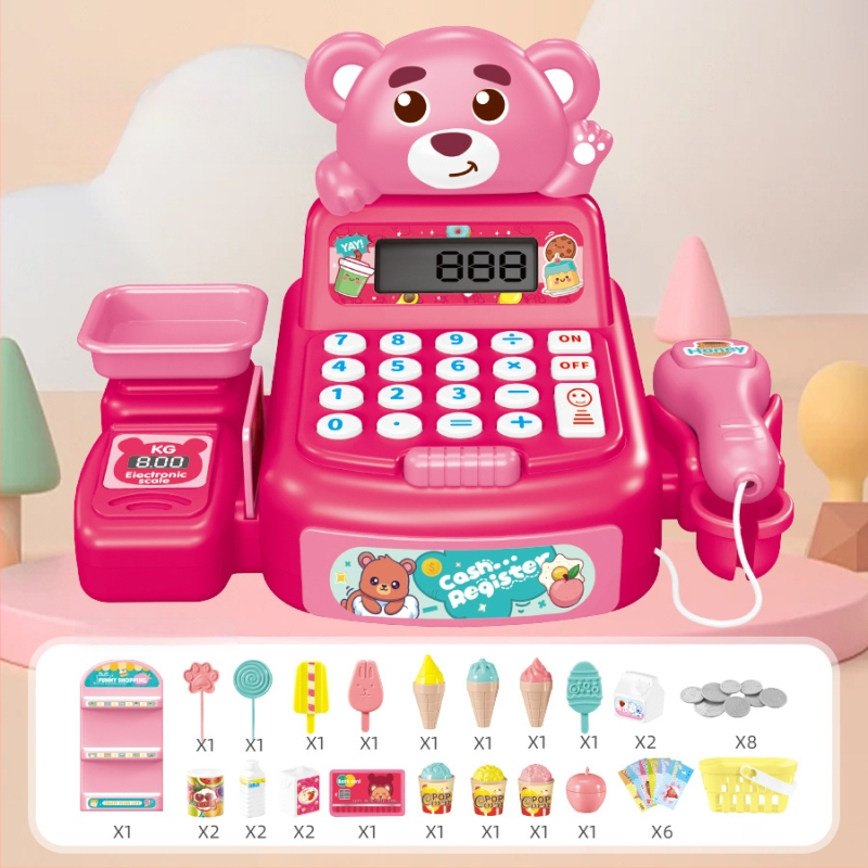 Vaikų simuliuota kasa su realiu skaičiavimu, garsu ir šviesa — daugiafunkcinė edukacinė žaislinė kasa 4–6 metų vaikams (Medžiaga: plastikas; Tipas: simuliuota kasa; Savybės: realus skaičiavimas su garsu ir šviesa)