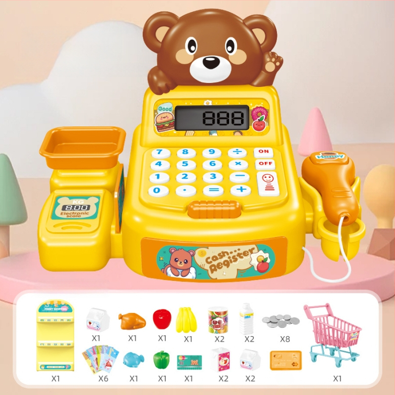 Vaikų simuliuota kasa su realiu skaičiavimu, garsu ir šviesa — daugiafunkcinė edukacinė žaislinė kasa 4–6 metų vaikams (Medžiaga: plastikas; Tipas: simuliuota kasa; Savybės: realus skaičiavimas su garsu ir šviesa)