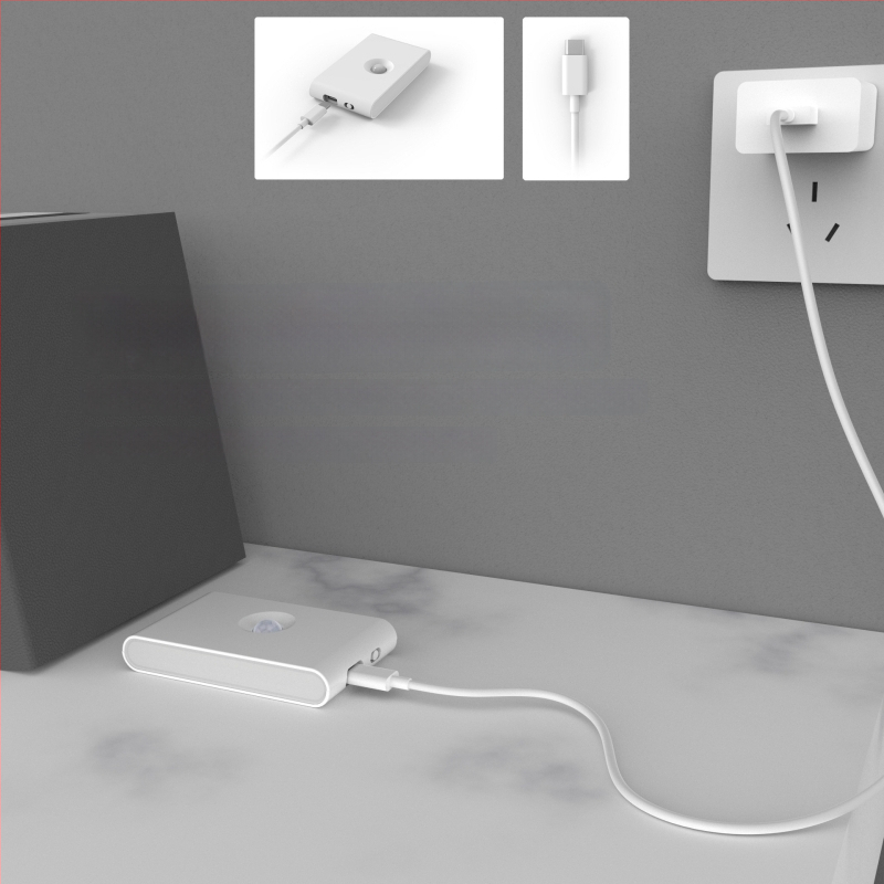 LED judesio jutiklio lemputė koridoriuje ir laiptinėse — naktinė šviesa su USB įkrovimu miegamojo kambaryje, šiuolaikiškas minimalistinis stilius, modelis 001, prekė Other, pradinis kiekis 1, sertifikatas: Nėra