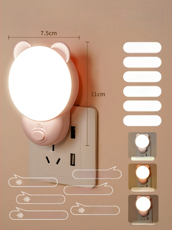 Naktinė lempa su išmaniu balsų valdymu miegamajam (ABS gaubtas, 220V, maitinimas iš kištukinės, išmanusis valdymas)