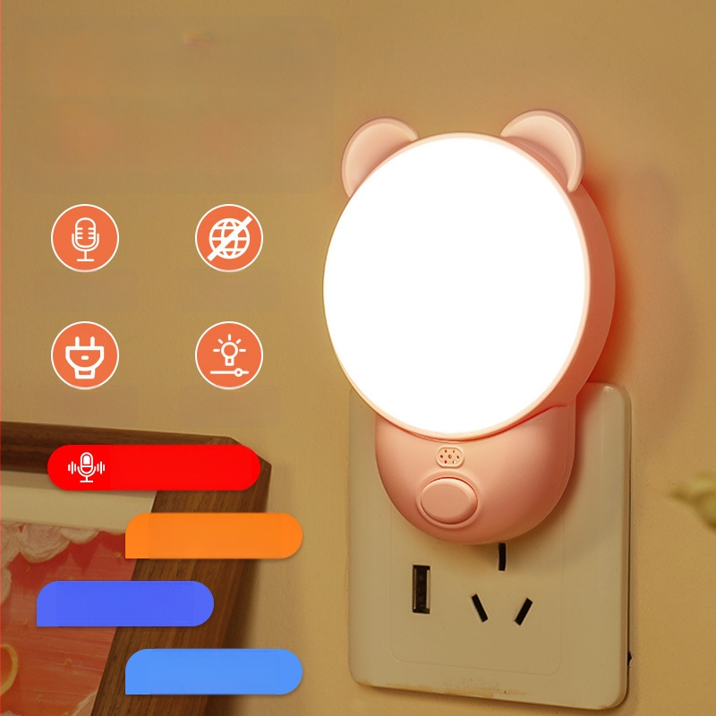 Naktinė lempa su išmaniu balsų valdymu miegamajam (ABS gaubtas, 220V, maitinimas iš kištukinės, išmanusis valdymas)