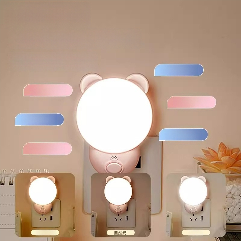 Naktinė lempa su išmaniu balsų valdymu miegamajam (ABS gaubtas, 220V, maitinimas iš kištukinės, išmanusis valdymas)