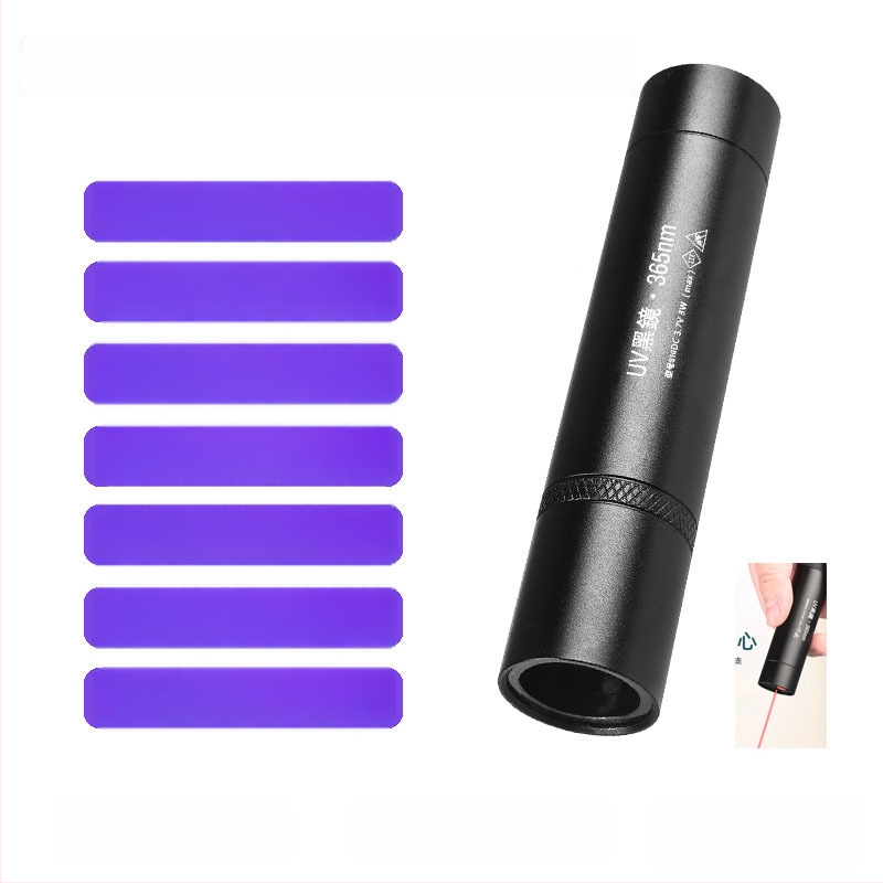 Įkraunama UV Wood's lemputė 365 nm su LED šviesa fluorescencijos aptikimui, aliuminio lydinio korpusas, 800 mAh baterija, įkroviklis įtrauktas