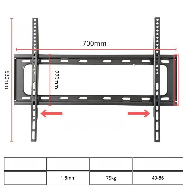 Integruotas televizoriaus sieninis laikiklis, universalus suderinamumas, modelis 3265, apkrovos talpa 5-10 kg