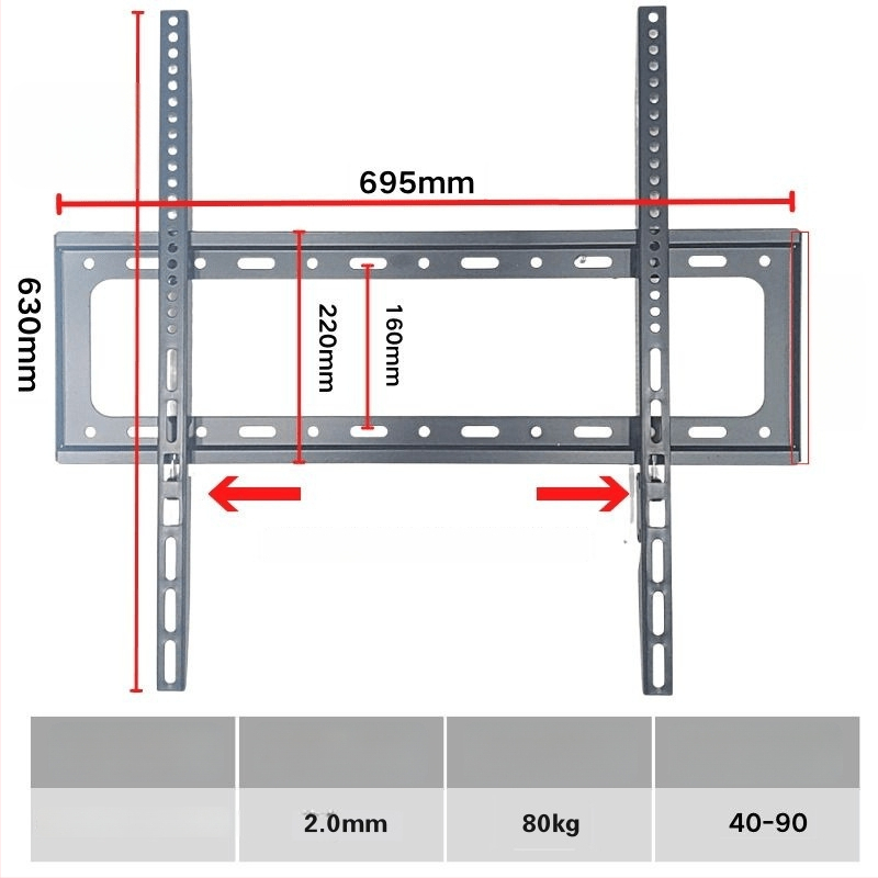 Integruotas televizoriaus sieninis laikiklis, universalus suderinamumas, modelis 3265, apkrovos talpa 5-10 kg