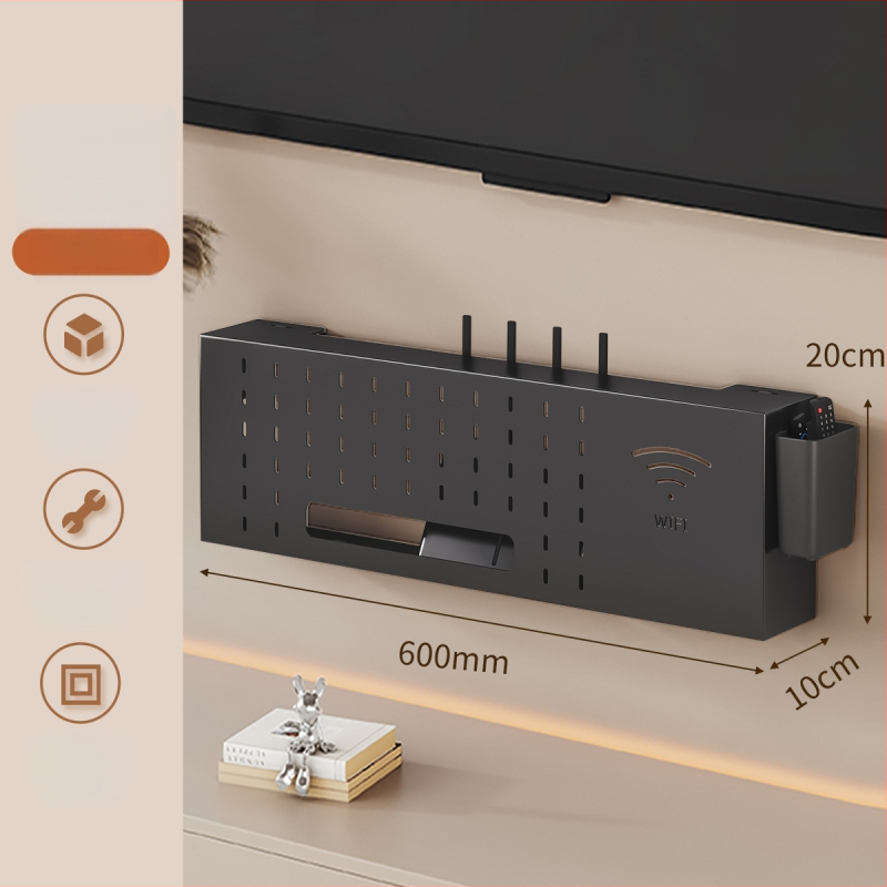 Solno Sieninis laikiklis set-top dėžutei ir maršrutizatoriui (anglies plienas, kabliuko tvirtinimas, 1 pakopa, daugiafunkcinis)