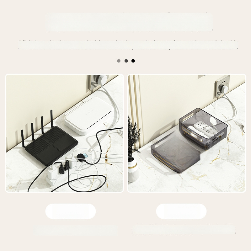 Routerio saugyklos dėžutė – 3 aukštų stalinis organizatorius maršrutizatoriui, modemiui ir set‑top dėžei, dulkių atsparus, plastikas, be montavimo ir gręžimo, šviesos prabangos stilius