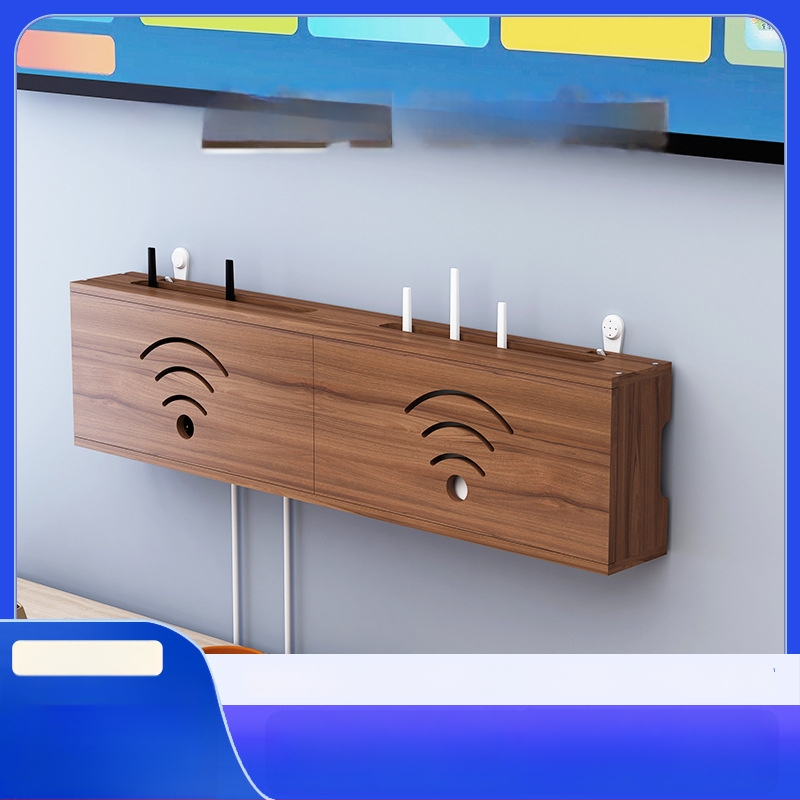 Medinis laikiklis WiFi maršrutizatoriui ir TV dėžei | be gręžimo, 1 sluoksnis, svetainės organizavimui