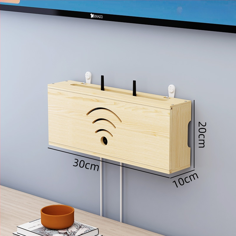 Medinis laikiklis WiFi maršrutizatoriui ir TV dėžei | be gręžimo, 1 sluoksnis, svetainės organizavimui