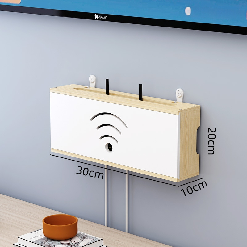 Medinis laikiklis WiFi maršrutizatoriui ir TV dėžei | be gręžimo, 1 sluoksnis, svetainės organizavimui