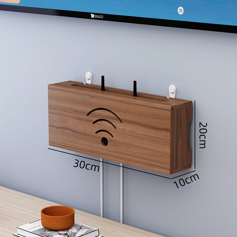 Medinis laikiklis WiFi maršrutizatoriui ir TV dėžei | be gręžimo, 1 sluoksnis, svetainės organizavimui