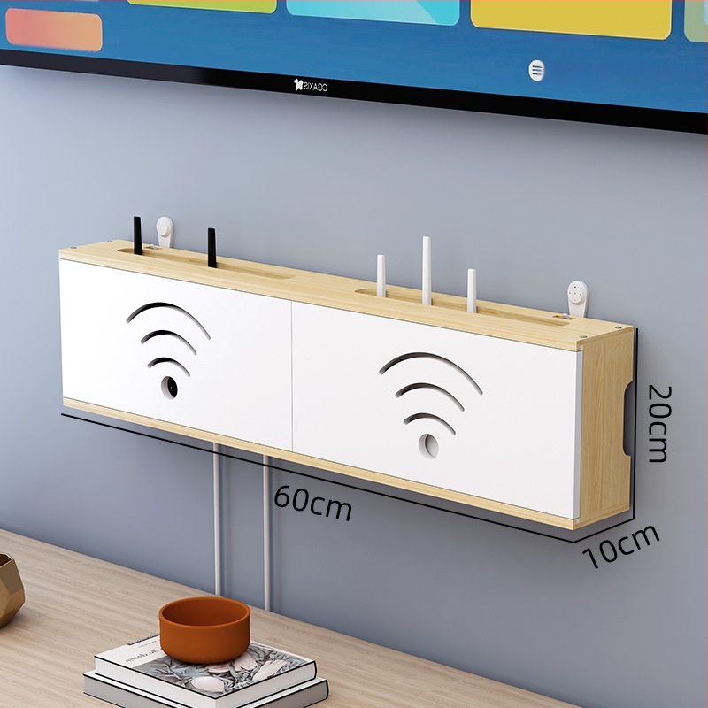 Medinis laikiklis WiFi maršrutizatoriui ir TV dėžei | be gręžimo, 1 sluoksnis, svetainės organizavimui