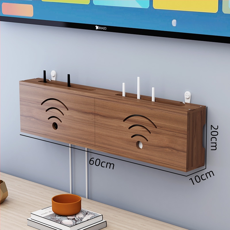 Medinis laikiklis WiFi maršrutizatoriui ir TV dėžei | be gręžimo, 1 sluoksnis, svetainės organizavimui