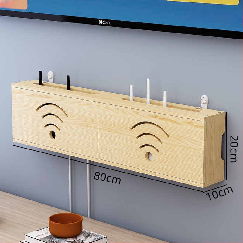 Medinis laikiklis WiFi maršrutizatoriui ir TV dėžei | be gręžimo, 1 sluoksnis, svetainės organizavimui