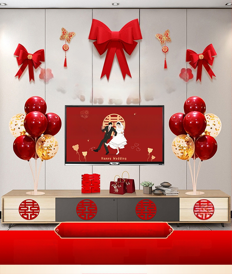 Vestuvinė sieninė dekoracija iš nepluošto audinio – Xi ženklas, skirta svetainei ir miegamajam, prekinis ženklas Aili Sha, kodas 0178