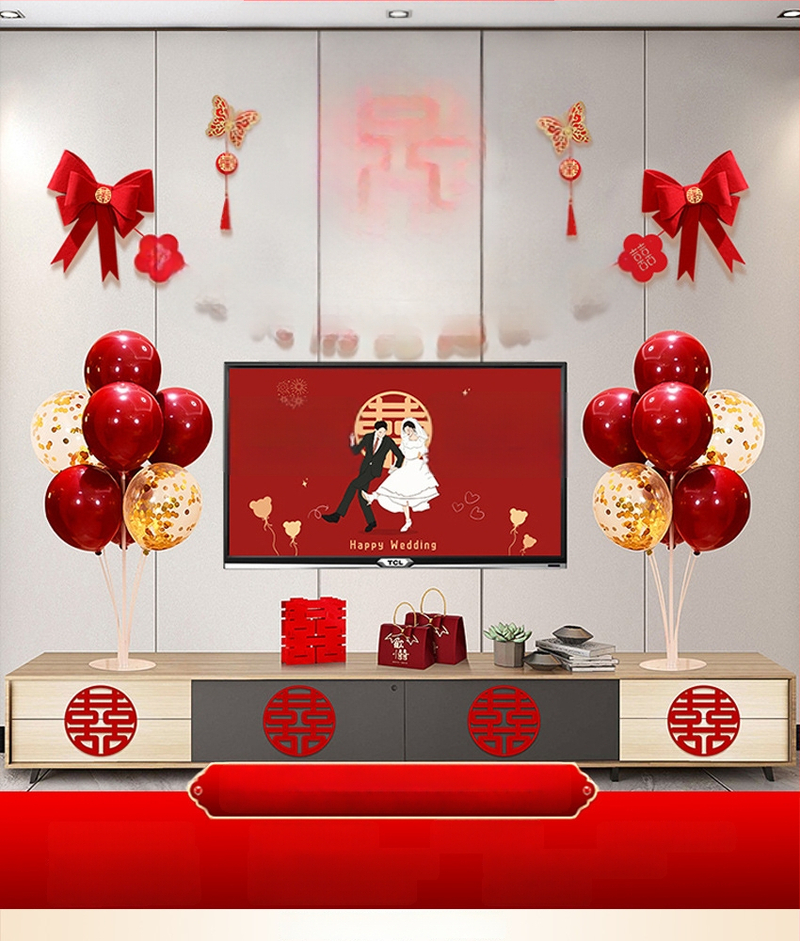 Vestuvinė sieninė dekoracija iš nepluošto audinio – Xi ženklas, skirta svetainei ir miegamajam, prekinis ženklas Aili Sha, kodas 0178