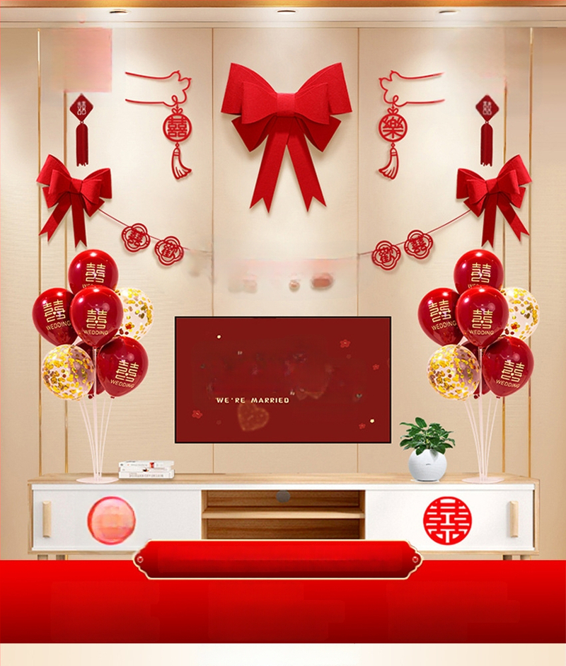 Vestuvinė sieninė dekoracija iš nepluošto audinio – Xi ženklas, skirta svetainei ir miegamajam, prekinis ženklas Aili Sha, kodas 0178