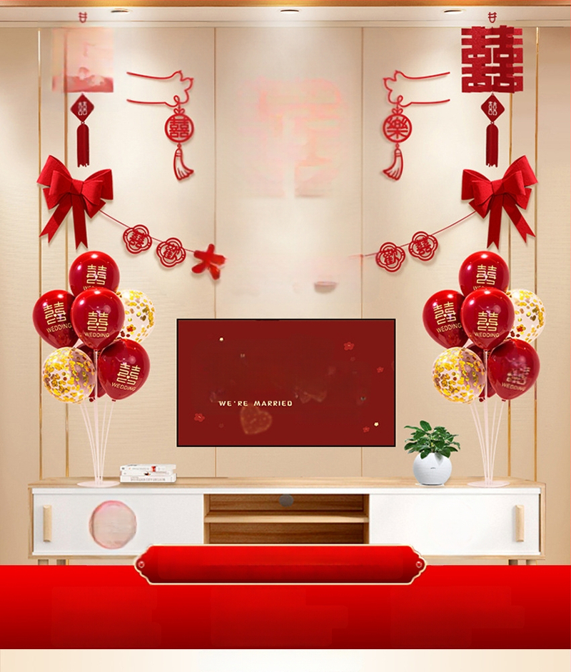 Vestuvinė sieninė dekoracija iš nepluošto audinio – Xi ženklas, skirta svetainei ir miegamajam, prekinis ženklas Aili Sha, kodas 0178