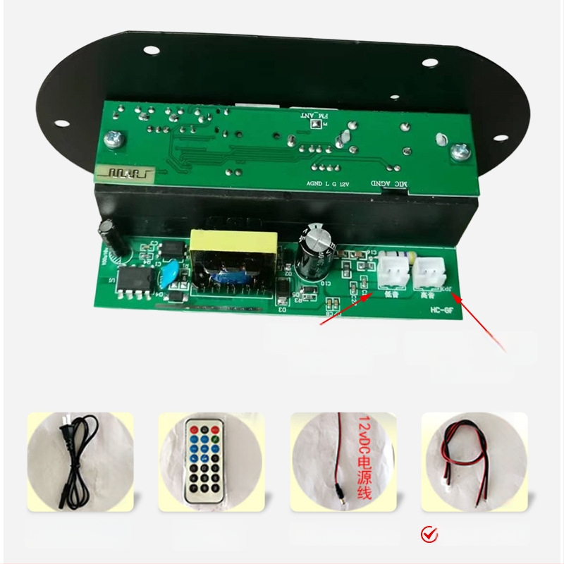 Bluetooth stiprintuvo plokštė subwoofer'iui – 25W, 12/24/220V, namų ir automobilių naudojimui