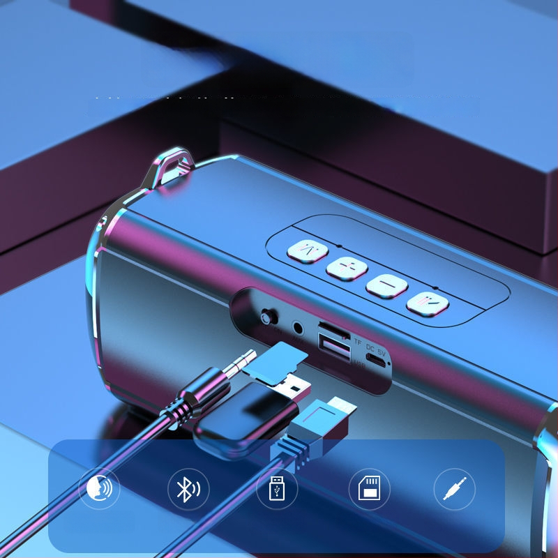 Bluetooth stereo garsiakalbis su dviems draiveriais, galingas bosas; 10W galia, Bluetooth 5.3, 1000-1200mAh baterija, IPX3 atsparumas vandeniui, dažnio diapazonas 100Hz-20kHz