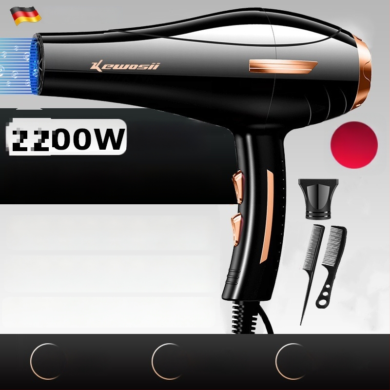 Plaukų džiovintuvas su DC varikliu, 2500W, 3 greičiai, šaltas/karštas oras, viena antgalė