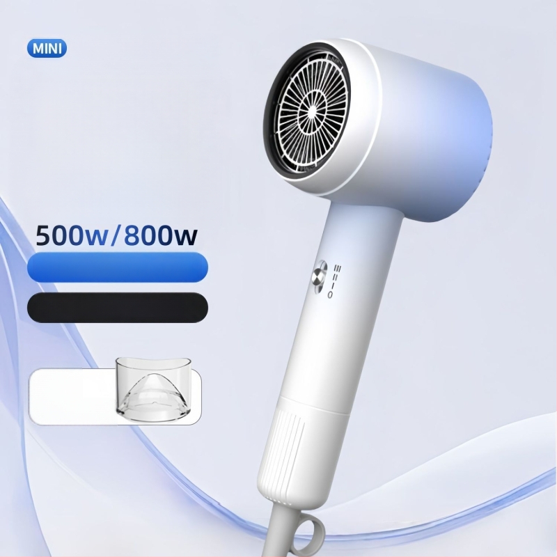 Guļamistabas matu fēns — 800W, DC motori, 220V, 3 ātrumi gaisa plūdumā, vienu difuzora uzgalis