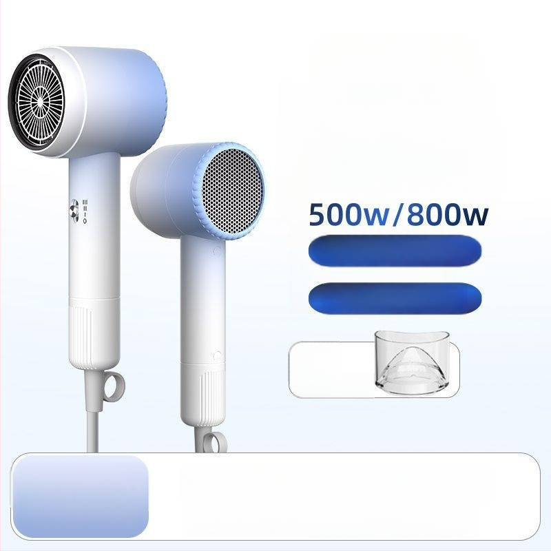Guļamistabas matu fēns — 800W, DC motori, 220V, 3 ātrumi gaisa plūdumā, vienu difuzora uzgalis