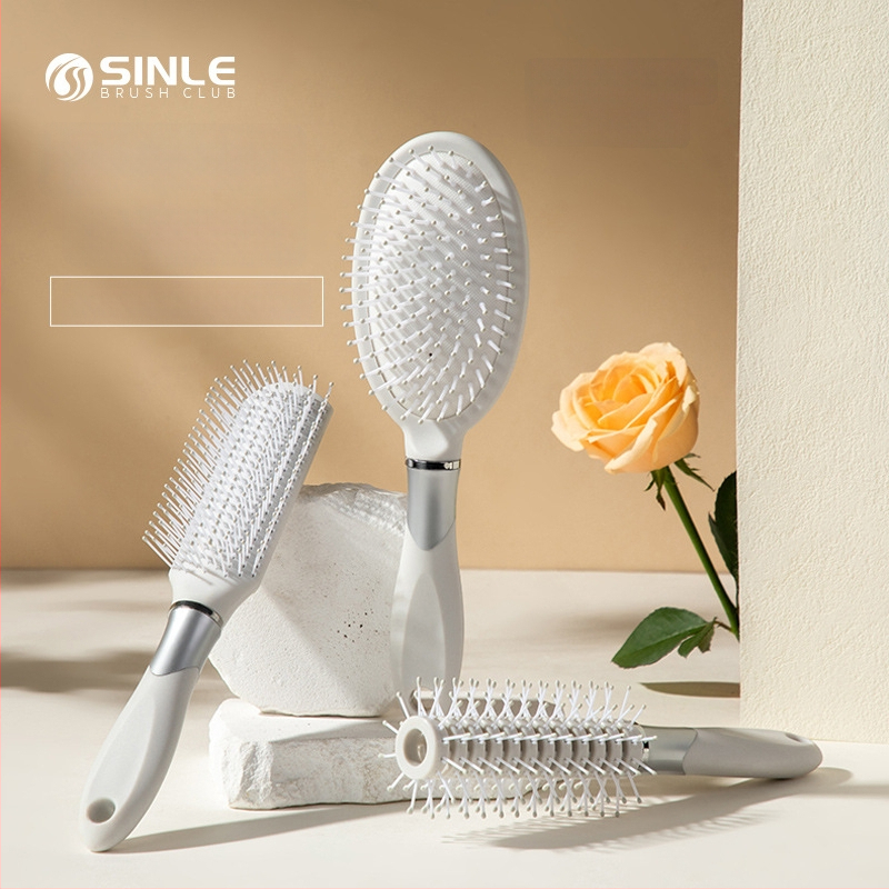 Gaisa spilvena ķemme, PP materiāls, ar platām zobiem, antistatiskas īpašības, galvas ādas masāža