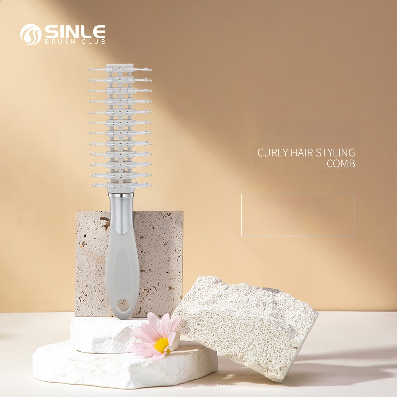 Gaisa spilvena ķemme, PP materiāls, ar platām zobiem, antistatiskas īpašības, galvas ādas masāža