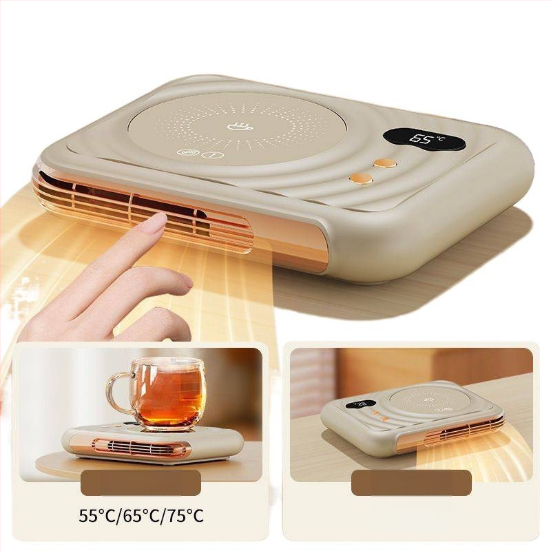 2-in-1 stalinis šildytuvas su keraminiu puodelio padėklu, nuolatinė temperatūra, be automatinio išjungimo