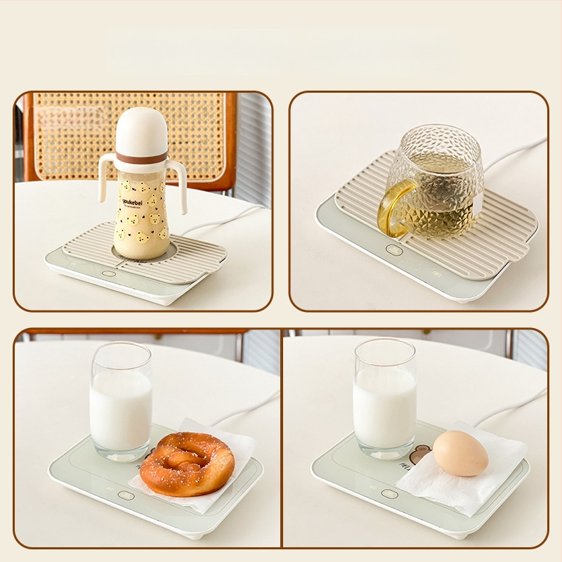 Gudra podstavka ar konstantu temperatūru mājas un biroja vajadzībām – ABS korpuss, ārēja barošanas avots, skārienvadība, automātiska izslēgšana, 6 temperatūras līmeņi