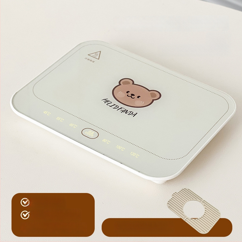 Gudra podstavka ar konstantu temperatūru mājas un biroja vajadzībām – ABS korpuss, ārēja barošanas avots, skārienvadība, automātiska izslēgšana, 6 temperatūras līmeņi