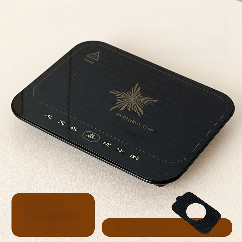 Gudra podstavka ar konstantu temperatūru mājas un biroja vajadzībām – ABS korpuss, ārēja barošanas avots, skārienvadība, automātiska izslēgšana, 6 temperatūras līmeņi