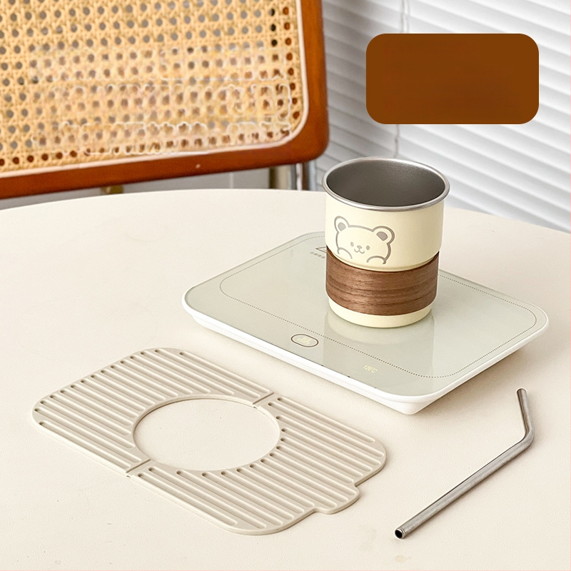 Gudra podstavka ar konstantu temperatūru mājas un biroja vajadzībām – ABS korpuss, ārēja barošanas avots, skārienvadība, automātiska izslēgšana, 6 temperatūras līmeņi