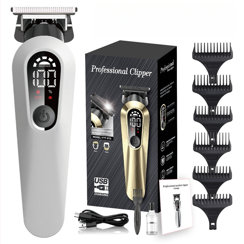 Bezvadu matu griezējs mājai ar digitālo displeju, iekļautā akumulators 1000–1200 mAh, keramiskie asmeņi, noņemama un mazgājama asmens galva, ūdensizturīgs dizains